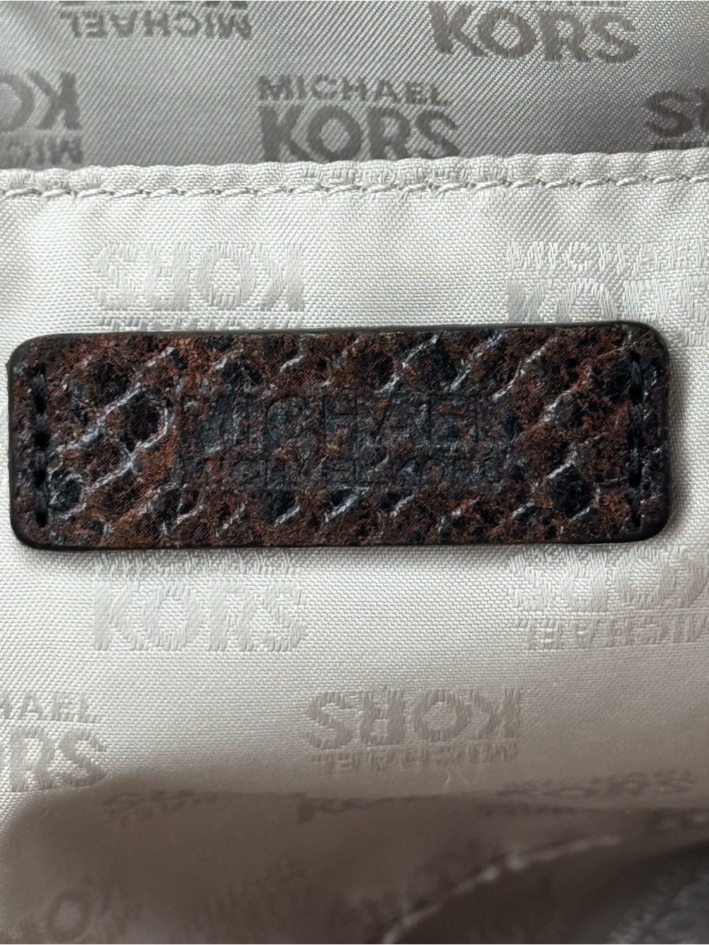 Michael Kors Brown Python Embossed Leather Satchel Handbag - Picture 7 of 9